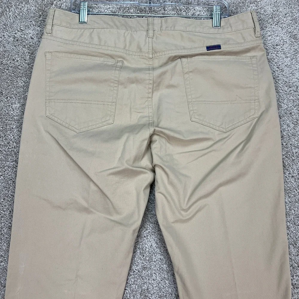 UNTUCKit Pants Mens 35x34 Khaki Tan Straight Fit 5 Pocket Flat Front Twill EUC - Picture 4 of 10